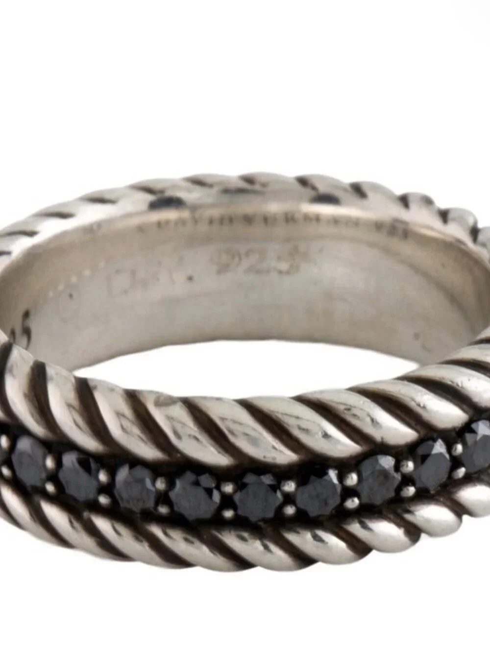 DAVID YURMAN STERLING SILVER 925 DIAMOND CABLE ETERNITY BAND RING